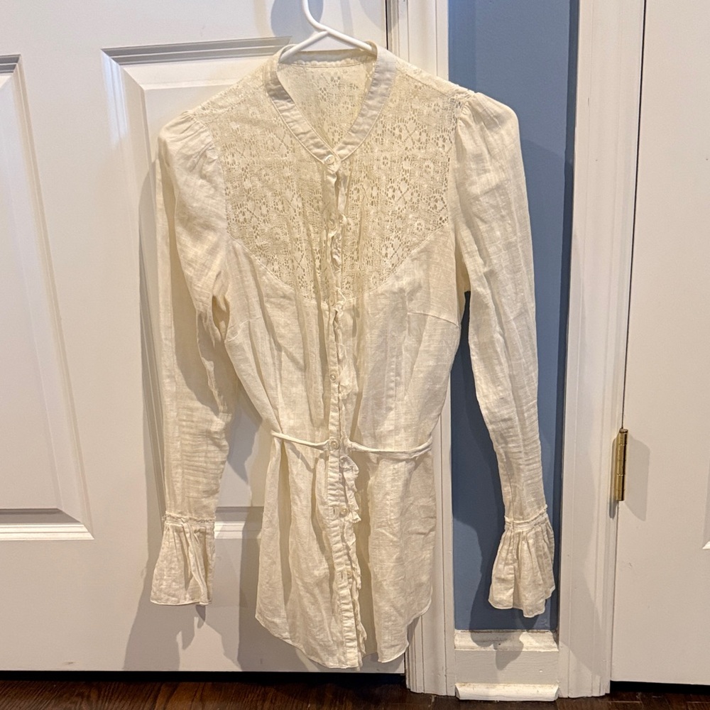 Free People Ivory Cream Lace Blouse
